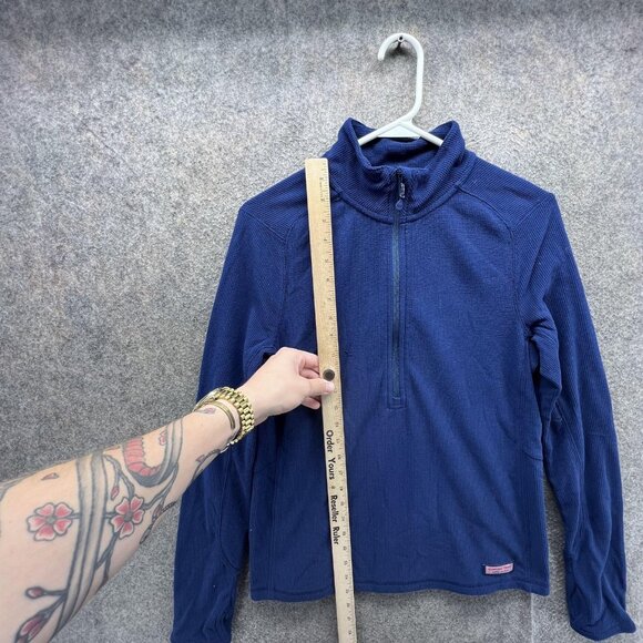 Vineyard Vines Pullover Mens Small Blue 1/4 Zip Waffle Knit Mock Neck Shirt Top - Picture 6 of 12